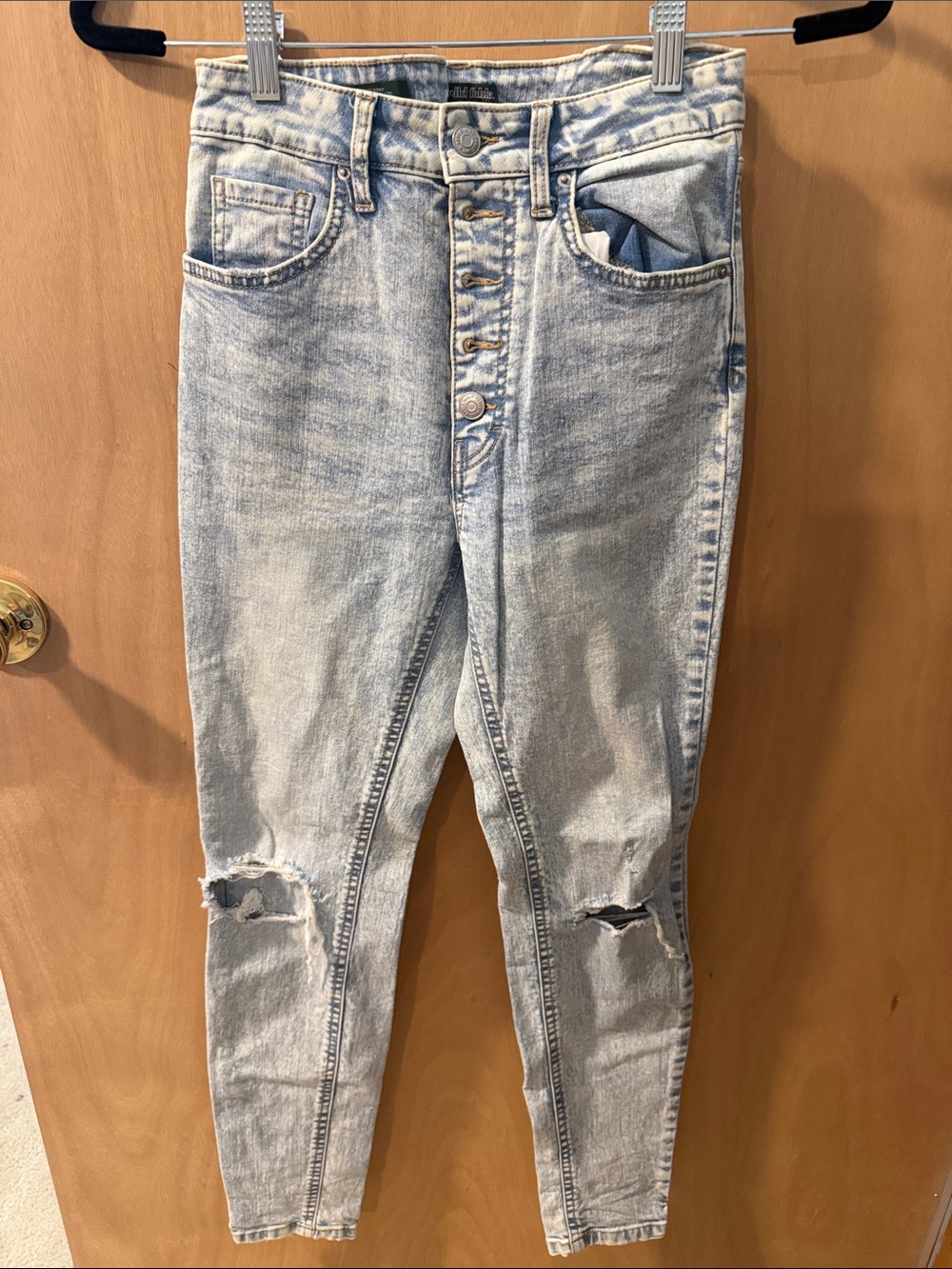 wild fable Light Blue/ acid wash Skinny Button-Fly Ripped Jeans